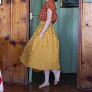 Pyne and Smith Linen Skirt in "Butter"